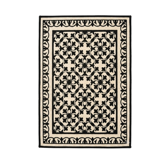 Classic Geometric Jute Table Mat - Black & Cream Screen Printed Placemat
