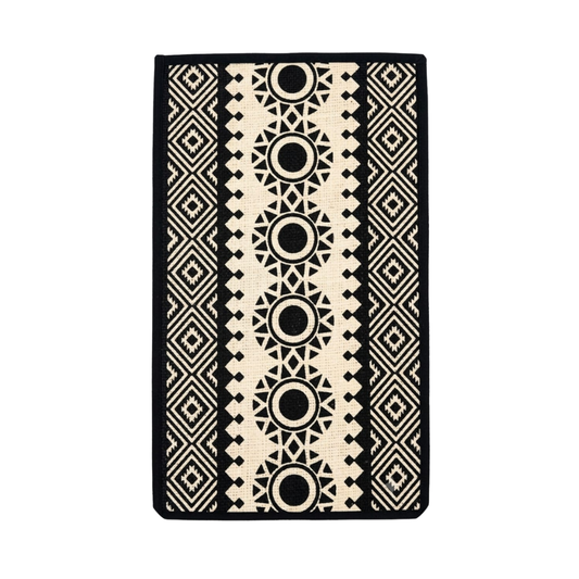 Bold Geometric Screen Printed Jute Table Mat - Black & Cream Tribal Placemat