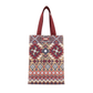 Blue Aztec Print Jute Lunch Bag - Geometric Screen Printed Eco-Friendly