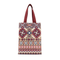 Blue Aztec Print Jute Lunch Bag - Geometric Screen Printed Eco-Friendly