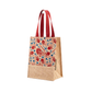 Classic Floral Jute Lunch Bag - Red & Blue Screen Print