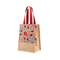 Classic Floral Jute Lunch Bag - Red & Blue Screen Print