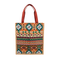 Large Geometric Jute Tote Bag - Screen Print