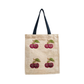 Hand Embroidered Cherry Patchwork Jute Tote Bag - 100% Natural Eco Shopper