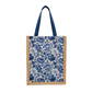 Digital Printed Blue Floral Jute Mini Tote Bag - Eco-Friendly