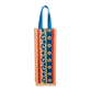 Screen Printed Traditional Jute Bottle Case Cover - Blue & Red Patterned