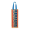 Screen Printed Traditional Jute Bottle Case Cover - Blue & Red Patterned